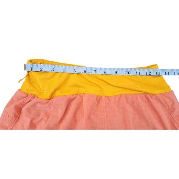 Hoka Glide Running Shorts 4" Orange Women Medium Zip Pocket Built In Liner - Picture 9 of 10